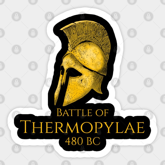 Ancient Greek History Spartan Helmet Battle Of Thermopylae Sticker by Styr Designs